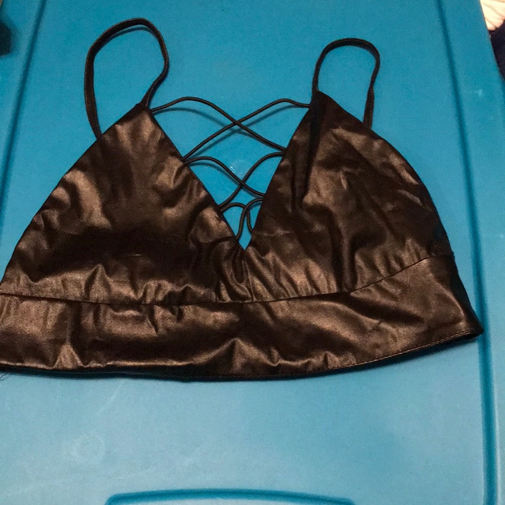 Fake leather bralette